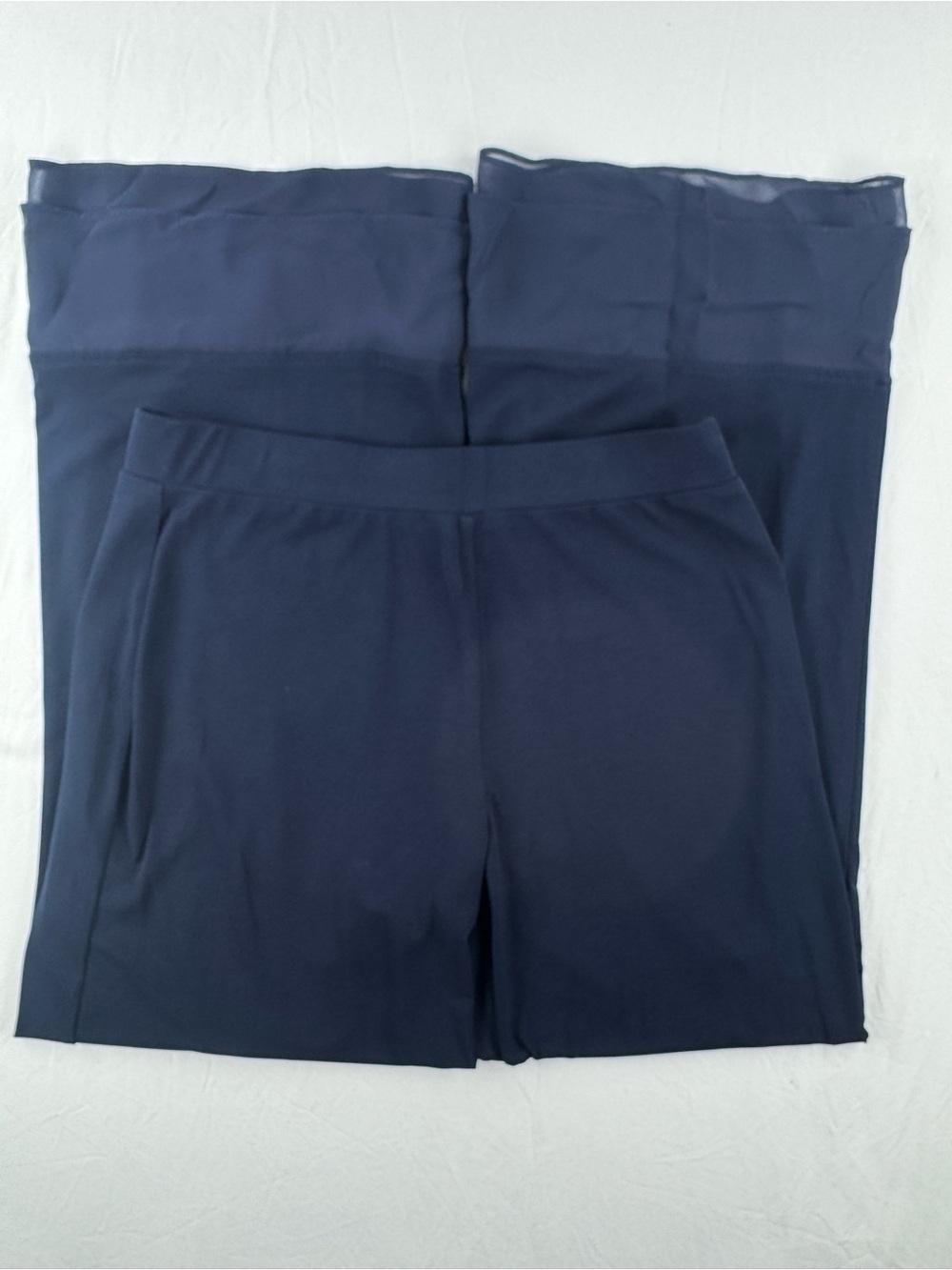 Susan Graver Liquid Knit Navy Wide-Leg Stretch Leggings - Picture 3 of 8